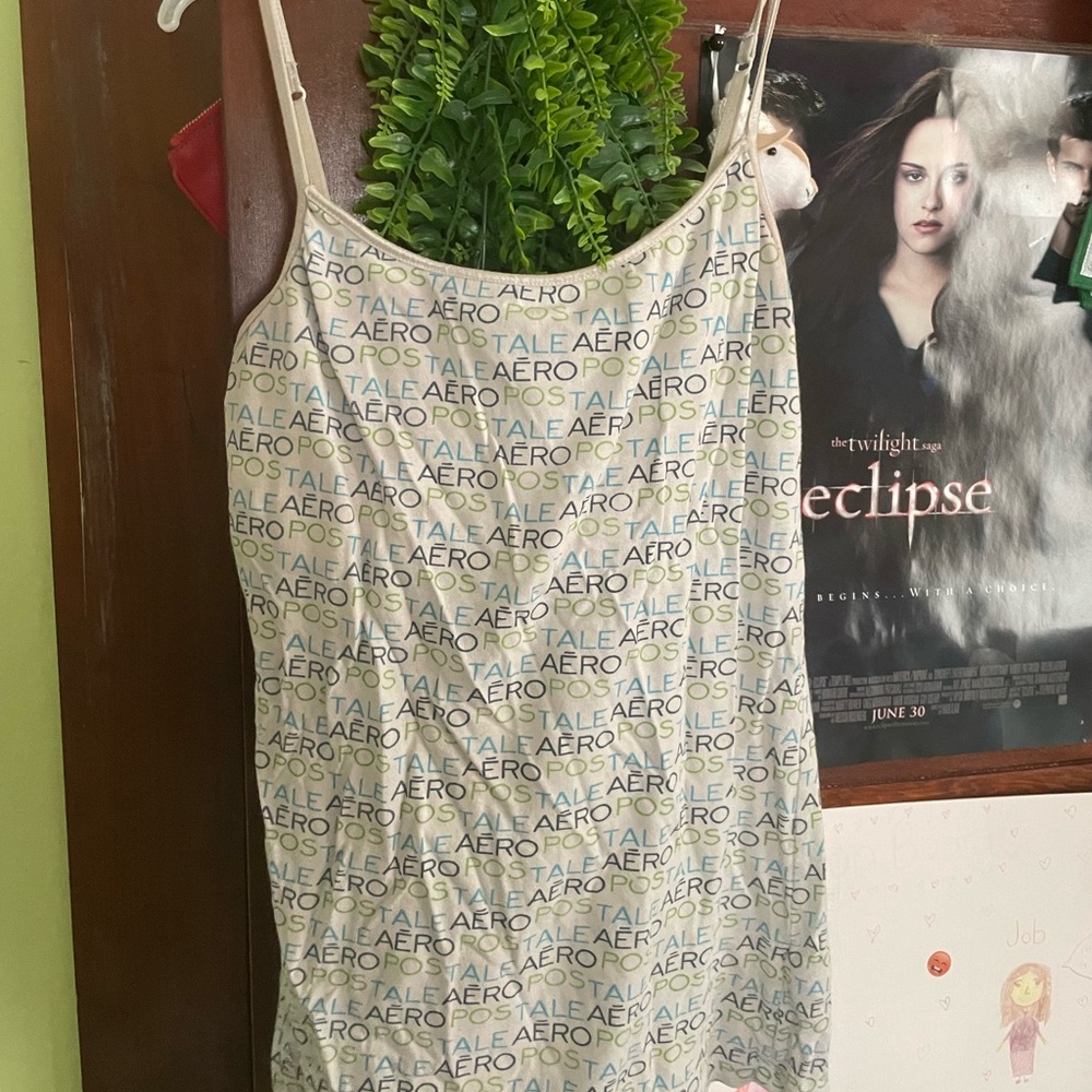 Y2K Aeropostale White and Blue Logo Tank Top